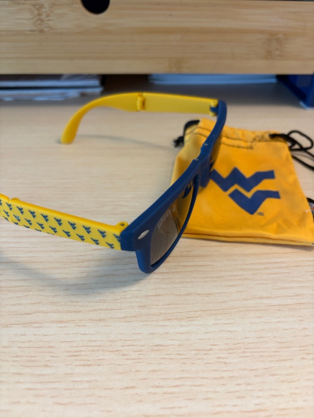 WVU Blue & Yellow Team-Pattern Folding Sunglasses